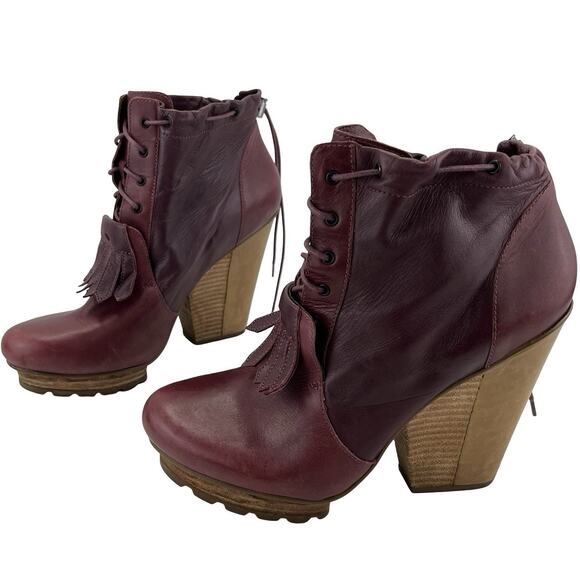 Tsubo Women's Burgundy Leather Ankle Boots – Size 11 US - Picture 1 of 12